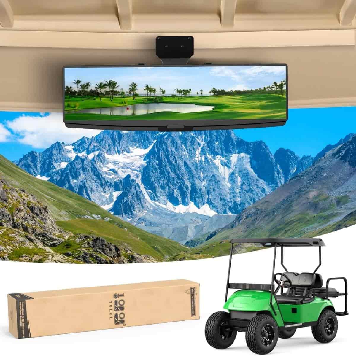 10L0l 180° Panoramic Golf Cart Rear View Mirror With Led Light | Universal Fit